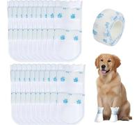AYZDJ 20 Pairs Disposable Pet Booties - Waterproof Dog Shoes & Cat Paw Protectors for Walking, Wound Licking Prevention, Indoor/Outdoor Use, Reusable Protective Socks