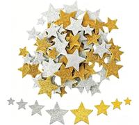 AYZDJ 200 Pcs Glitter Star Stickers, Gold and Silver Mixed Size Foam Stars, Self Adhesive Craft Embellishments for Scrapbooking, DIY Art, Party and Christmas Decor