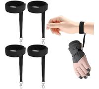 AYZDJ 4-Pack Universal Ski Glove Leash - Adjustable Wrist Straps to Keep Gloves Safe, Anti-Loss Elastic Tethers for Winter Sports Accessories (Men & Women)
