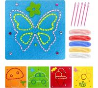 AYZDJ 5Pcs Kids First Sewing Kit - Beginner Felt Craft Set with Plastic Needles, Safe DIY Fabric Art for Children Ages 3-12, Learn to Sew & Boost Creativity