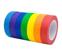 AYZDJ 7Color Rainbow Washi Tape Set. Decorative & Writable Craft Tape For Classroom Decor, Art Labs, Party Backdrops. Removable & Textured. Ideal For Labeling, Painting, Wedding & Birthday Decorations