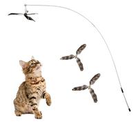 AYZDJ Cat Feather Propeller Wand Toy - Interactive Flying Insect Cat Dancer Toy with 2 Refills, Retractable Exercise Stick for Indoor Cats & Kittens