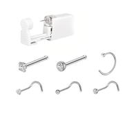 AYZDJ Complete Nose Piercing Kit - Stainless Steel Nose Rings with CZ Diamond Studs, 20G Piercing Gun Tool for Nose Piercings, Disposable Home Piercing Set