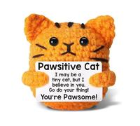 AYZDJ Handmade Crochet Emotional Support Cat - Fun Positive Gift for Friends with Cheerful Energy, Perfect as a Heartwarming Present for Any Occasion