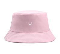 AYZDJ Kids Reversible Bucket Hat with Embroidered Smiley Face - Pink Sun Hat for Boys & Girls, Foldable Beach Hat, Adjustable Size for 2-8 Years