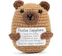 AYZDJ Positive Crochet Capybara Plush - Handmade Emotional Support Animal Gift with Uplifting Message, Soft Amigurumi Friend for Comfort & Relaxation
