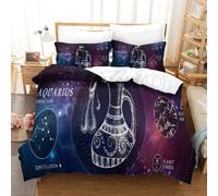 AYZOFCNDK Aquarius Zodiac Sign Comforter Cover,3D Printed Bedding Sets Customized Bedspreads Cover 3 Pcs Astrological Signs Duvet Cover+2 Pillow Cases for Kids Adults Room Decor Double（200x200cm）