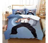 AYZOFCNDK Bruce Lee Duvet Cover Soft Polyester Bedding Set for Kids Teens Adults Room Decor,3D Printed Chinese Kung Fu Soft Polyester Cover,Bed Set 2 Pillow Cases for All Season Double（200x200cm）