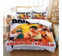 AYZOFCNDK Bruce Lee Quilt Cover Duvet Cover for Boys Girls 3D Print Chinese Kung Fu Comforter Covers with Pillow Cases Bedding Set Soft Microfiber with Zipper Closure 3 Pieces Double（200x200cm）