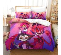 AYZOFCNDK Hazbin Hotel 3D Printed Comforter Set,Custom Vaggie Angel Dust Alastor Bedding Set for Boys,Kids,Girls Room Decor,Customized Duvet Set,3 Pieces,1 Quilt with 2 Pillowcases Single（140x200cm）
