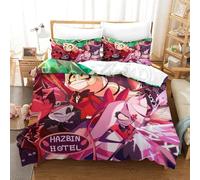 AYZOFCNDK Hazbin Hotel Duvet Cover Set Bedding for Kids Girls Boys Teens Room Decor,3D Printed Anime Movie Quilt Cover Soft Breathable Easy Care Bedding Set for All Season Double(200x200cm)