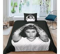 AYZOFCNDK Justin Bieber Duvet Cover Set Bedding for Kids Girls Boys Teens Room Decor,3D Printed Quilt Cover Soft Breathable Easy Care Bedding Set for All Season Single(135x200cm)
