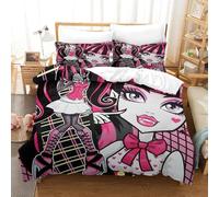 AYZOFCNDK Monster High Comforter Cover,3D Printed Bedding Sets Customized Bedspreads Cover 3 Pcs Anime Characters Duvet Cover+2 Pillow Cases for Kids Adults Room Decor Double（200x200cm）