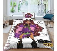 AYZOFCNDK Monster High Duvet Cover Room Decor,3D Printed Bedding Set Queen,Animated Characters Comforter Cover,Cover + 1 Pillow Shams Ultra Soft for Kids Adults Family Birthday Single（135x200cm）