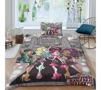 AYZOFCNDK Monster High Duvet Cover Set for Kids Teens Adults,3D Printed Personalized Animated Characters Bedding Set Modern Quilt Cover for All Season (1 Duvet Cover + 1 Pillowcase) Single（135x200cm）