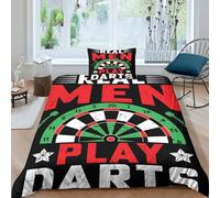 AYZOFCNDK Real Men Play Darts 2 Piece Comforter Set Soft Microfiber 3D Printed Quilted Bedding Set for Kids Teens Adults Room Decor,1 Pillowcases,Breathable for All Season Single（135x200cm）