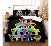 AYZOFCNDK Sprunki 3D Printed Comforter Set,Custom Cute Cartoon Game Bedding Set for Boys,Kids,Girls Room Decor,Customized Duvet Set,3 Pieces,1 Quilt with 2 Pillowcases Double（200x200cm）