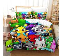 AYZOFCNDK Sprunki 3D Printed Cute Cartoon Game for Boys Girls Quilt Cover Duvet Cover Comforter Covers Soft Microfiber with Zipper Closure with Pillow Cases Bedding Set 3 Pieces Single(140x200cm)