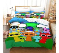 AYZOFCNDK Sprunki Comforter Covers for Boys Girls Quilt Cover 3D Printed Cute Cartoon Game Duvet Cover Soft Microfiber with Pillow Cases Bedding Set with Zipper Closure 3 Pieces Double(200x200cm)