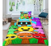 AYZOFCNDK Sprunki Comforter Set,Quilt Set Soft Microfiber Bedding Set for Kids Girls Boys Teens Room Decor,Cute Cartoon Game Adult Duvet Insert,1 Pillowcase for All Season Single(135x200cm)