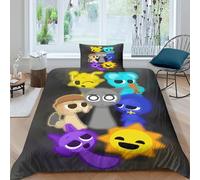 AYZOFCNDK Sprunki Duvet Cover Set,Fashion Bedding Set for Boys Girls Adults,3D Printed Cute Cartoon Game Comforter Cover,Soft Polyester Quilt Cover,1 Pillowcases,No Comforter Single(135x200cm)
