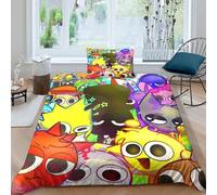 AYZOFCNDK Sprunki Duvet Cover Set Soft Polyester Bedding Set for Boys Girls Adults,Breathable Cute Cartoon Game Quilt Cover,Machine Washable,Bedroom Decor for All Seasons Single（135x200cm）