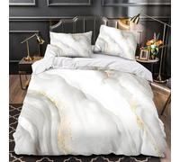 AYZOFCNDK White Gold Marble Texture Duvet Cover Set for Kids Teens Adults,Soft Microfiber Bedding Set,Quilt Cover with 2 Pillowcases,Hypoallergenic,Fade Resistant,Easy Care King（220x240cm）