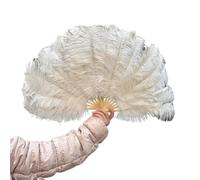 Ayztantine Folding Hand Fan 70 * 40CM Big Feather Fans Black Feather Fan Party Dance Performance Hands Held Folding Fan 15 Bones(White,2PCS 70cmx40cm)