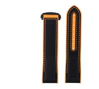 Ayztantine Silicone Strap 20mm 21mm 22mm Nylon Rubber Watch Band for Men Deployant Clasp Strap Accessorie Silicone Soft for everyday wear(Black orange black,21mm)