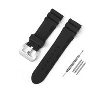 Ayztantine Silicone Strap Rubber Watch Band Soft Silicone 22mm 24mm 26mm Bracelet Men Strap Accessories Replacement for Women for everyday wear(Black-Silver,24mm)