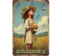 AYZYSMBM Bee Girl Once Upon A Time The Was A Girl Who Really Loved Comb Honey It Was Me The End Metal Tin Poster For Living Room Decor Home Decor Office Decor Farmhouse Decor Church 8X12 Inch
