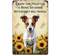 AYZYSMBM Enjoy The Little Thing'S In Life, They Were The Big Thing'S Jack Russell Terrier Dog Metal Tin Poster For Living Room Decor Home Decor Office Decor Farmhouse Decor Church 8X12 Inch