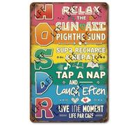 AYZYSMBM Funny Retro Tin Sign A Colorful With The Words Porch Rules On It Metal Poster Plaques Home Decoration Canvas Painting Poster 12X8Inch