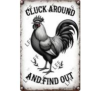 AYZYSMBM Funny Retro Tin Sign A With A Rooster On It That Says Metal Poster Plaques Home Decoration Canvas Painting Poster 12X8Inch