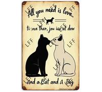 AYZYSMBM Funny Retro Tin Sign All You Need Is Cats And Dogs Metal Poster Plaques Home Decoration Canvas Painting Poster 12X8Inch
