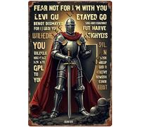 AYZYSMBM Funny Retro Tin Sign Amazing Warrior Drawing Jesus Fear Not For I Am With You Metal Poster Plaques Home Decoration Canvas Painting Poster 12X8Inch