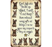 AYZYSMBM Funny Retro Tin Sign And God Said I Will Send Them Without So No One Suspects They Are Angels Yorkie Dogs Metal Poster Plaques Home Decoration Canvas Painting Poster 12X8Inch