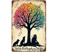 AYZYSMBM Funny Retro Tin Sign And She Lived Happily Ever After And Collie Metal Poster Plaques Home Decoration Canvas Painting Poster 12X8Inch