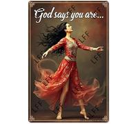 AYZYSMBM Funny Retro Tin Sign Ballet Music Dancing God Says You Are Metal Poster Plaques Home Decoration Canvas Painting Poster 12X8Inch