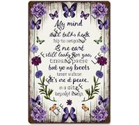 AYZYSMBM Funny Retro Tin Sign Butterfly, My Soul Knows You Are At Peace Metal Poster Plaques Home Decoration Canvas Painting Poster 12X8Inch