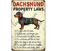 AYZYSMBM Funny Retro Tin Sign Dachshund Property Laws Metal Poster Plaques Home Decoration Canvas Painting Poster 12X8Inch