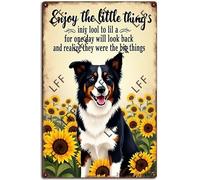 AYZYSMBM Funny Retro Tin Sign Enjoy The Little Thing_S In Life, They Were The Big Thing_S Border Collie Dog Metal Poster Plaques Home Decoration Canvas Painting Poster 12X8Inch