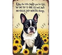 AYZYSMBM Funny Retro Tin Sign Enjoy The Little Thing_S In Life, They Were The Big Thing_S French Bulldog Dog Metal Poster Plaques Home Decoration Canvas Painting Poster 12X8Inch