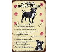 AYZYSMBM Retro Metal Tin Sign, A Pitpull’S House Rules - Don’T Come Home, I Can Sleep Anywhere, Don’T Call Me, Let Me Outside Home Bar Shop Decorations Coffee Vintage Sign Gift 8X12 Inch