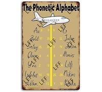 AYZYSMBM Retro Metal Tin Sign, Airport The Phonetic Alphabet, Alpha, Bravo, Charlie, Delta, Echo, Foxtrot, Golf Home Bar Shop Decorations Coffee Vintage Sign Gift 8X12 Inch