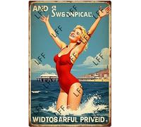 AYZYSMBM Retro Metal Tin Sign, And I Think To Myself What A Wonderful World Girl Tin Home Bar Shop Decorations Coffee Vintage Sign Gift 8X12 Inch