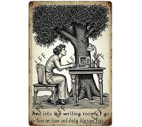AYZYSMBM Retro Metal Tin Sign, And Into The Writing Room I Go To Lose My Mind And Find My Soul Lady Girl Writing Home Bar Shop Decorations Coffee Vintage Sign Gift 8X12 Inch