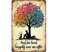AYZYSMBM Retro Metal Tin Sign, And She Lived Happily Ever After And Scottish Terrier Home Bar Shop Decorations Coffee Vintage Sign Gift 8X12 Inch