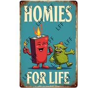 AYZYSMBM Retro Metal Tin Sign, And Weed Homies For Life Love Weed Home Bar Shop Decorations Coffee Vintage Sign Gift 8X12 Inch