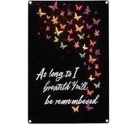 AYZYSMBM Retro Metal Tin Sign, As Long As I Breathe You'Ll Be Remembered Butterflies Home Bar Shop Decorations Coffee Vintage Sign Gift 8X12 Inch